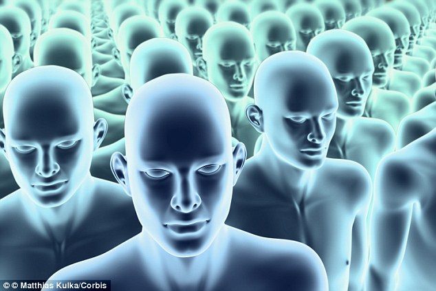 futuristic picture of dozens of human type clones